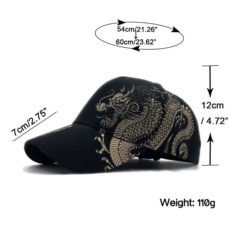 Men and women universal new Chinese dragon printing paragraph duck tongue cap pattern neutral wind adjustable baseball cap - SkyeDragon Gifts