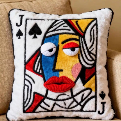 Cartoon Embroidered Square Pillow - Soft Quirky Big Eyes Game Cushion, Decorative Plush Throw Pillow for Home & Bedroom - SkyeDragon Gifts
