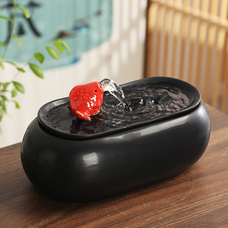 Wealth-Bringing Flowing Water Ornament, Ceramic Mini Desktop Decoration for Living Room - SkyeDragon Gifts