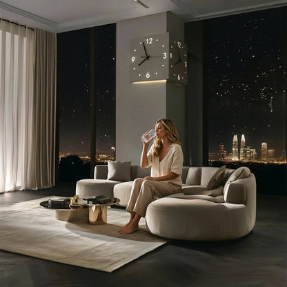 Nordic Dual‑Glow Corner Clock, Silent LED Wall Clock, Modern Minimalist Home Decor for Living Room Bedroom