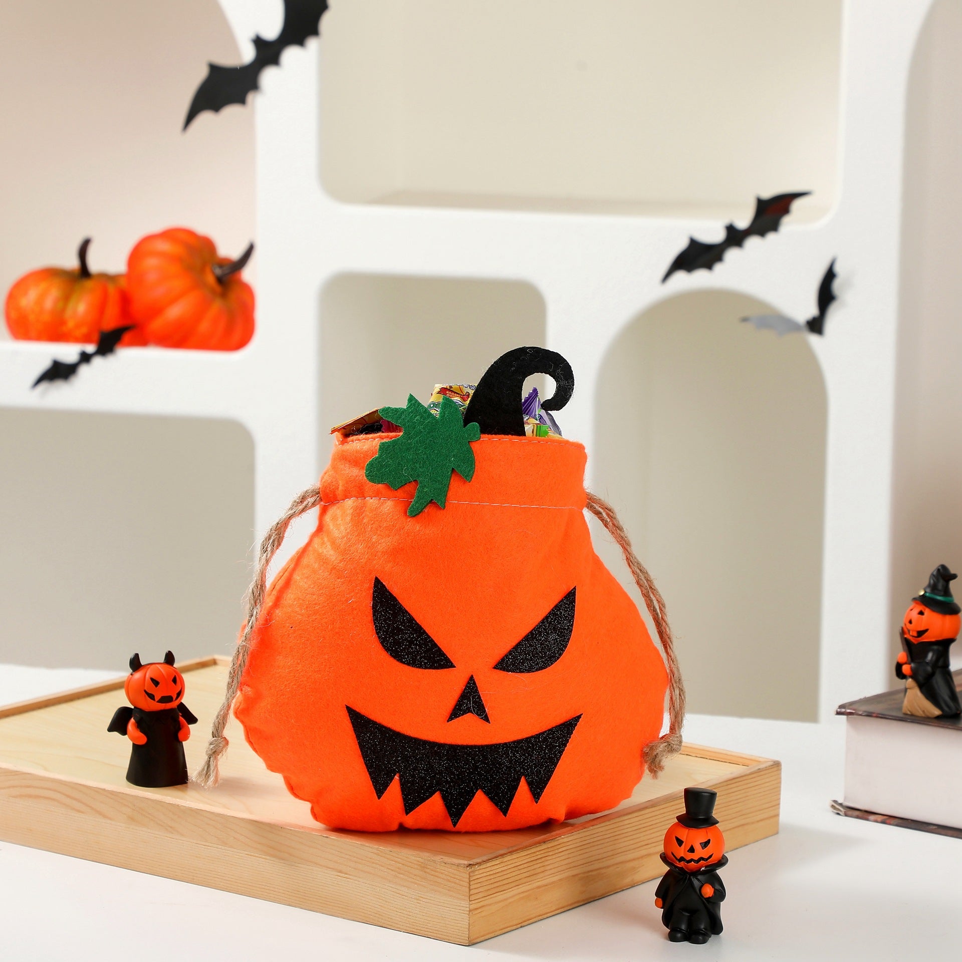 Halloween Decorative Pumpkin Face Tote Bag for Kids Candy Gift Bag Pumpkin Bag - SkyeDragon Gifts
