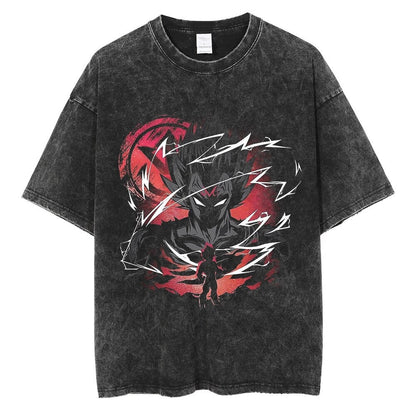 Water washed retro T-shirt street hip-hop anime dragon bead cartoon print graphic casual cotton summer short  sleeved - SkyeDragon Gifts
