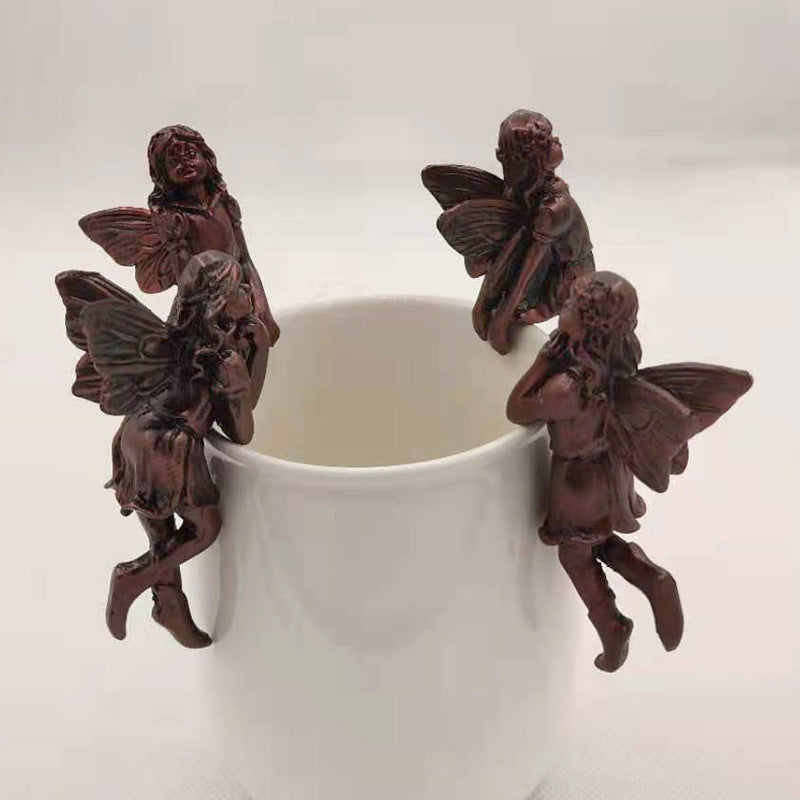 Flower Fairy Potted Pendant Home Garden Fairy Girl Hanging Cup Resin Handicraft Statue