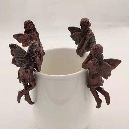 Flower Fairy Potted Pendant Home Garden Fairy Girl Hanging Cup Resin Handicraft Statue