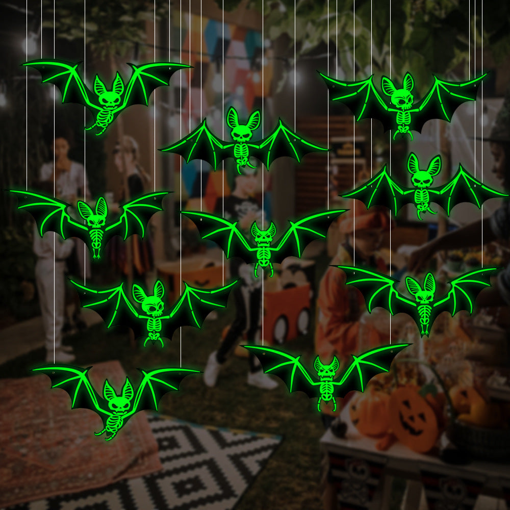 10pcs Halloween Decorations 3D Hanging Bat Fluorescent Glow-in-the-Dark Wall Stickers for Haunted House Party Decoration - SkyeDragon Gifts