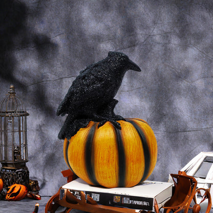Halloween Crow Pumpkin Ornament Resin Party Decoration Prop