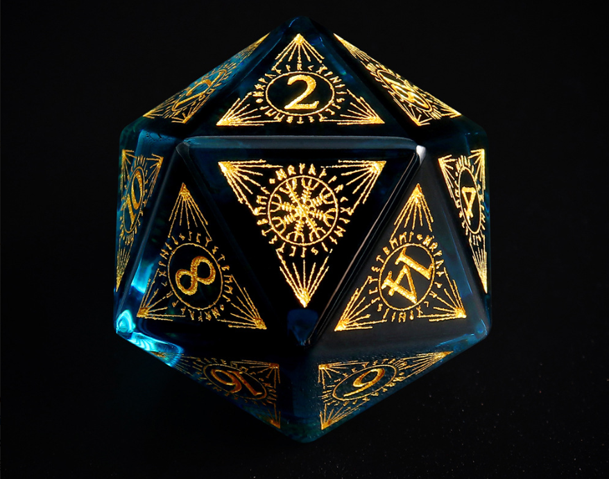 Xipeng K9 Crystal Dice 7-Piece Set Color Blue DND RPG Board Game Right-Angle Glass Dice - SkyeDragon Gifts