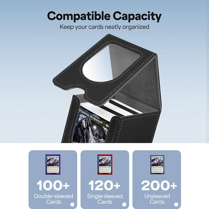 Leather TCG Card Storage Box – 100+ Card Capacity Organizer with Dividers for Trading Card Games