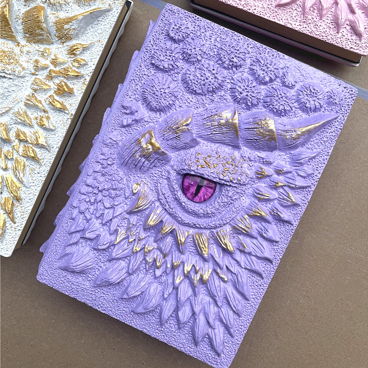 New Clear Cream-Colored Resin Animated Dragon Book with Demon's Eye for Independent Site - SkyeDragon Gifts