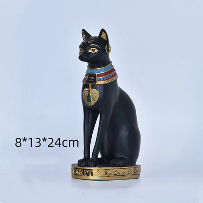 Egyptian Cat God Resin Fortune Cat Statue for Home Entrance Decor