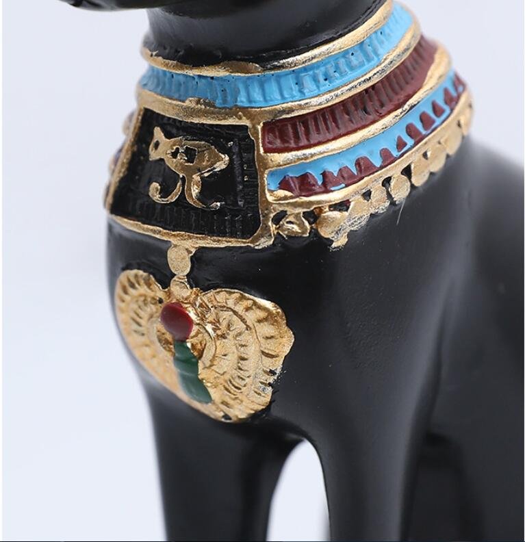 Egyptian Cat God Resin Fortune Cat Statue for Home Entrance Decor