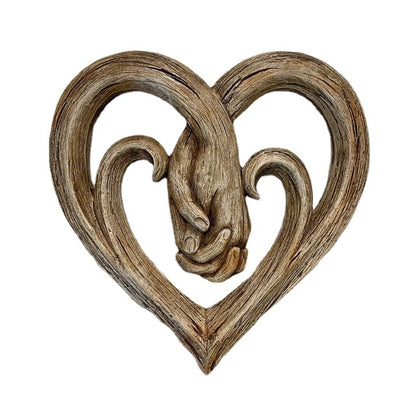 Handshake Engraved Wooden Wall Decor Rustic Home Craft 30 Cm Square