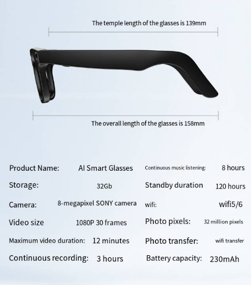AI Camera Smart Glasses - SkyeDragon Gifts