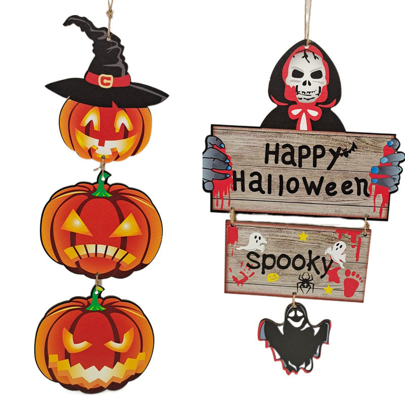 Halloween Wooden Crafts Pumpkin Tree Hanging Decorative Outdoor Garden Card Terrible - SkyeDragon Gifts