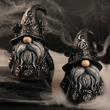 Gothic Wizard Dwarf Resin Figurine Halloween Dark Decor Desk Ornament