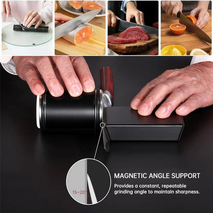 15° & 20° Roll Knife Sharpener Kit, Magnetic Rolling Sharpening Tool with Grinding Stones, Kitchen Chef Accessories