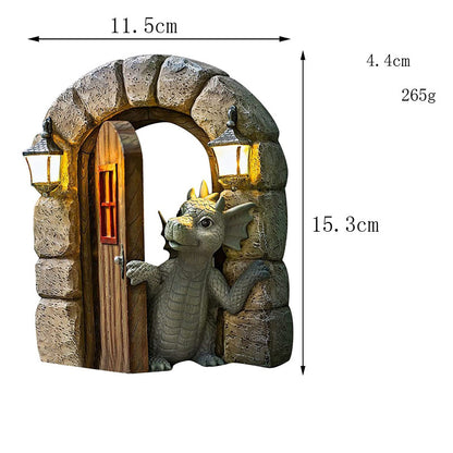 Little Dragon Ornament On The Cute Balcony Dinosaur Door Open Garden Ornament Resin Handicraft Ornament Statue - SkyeDragon Gifts