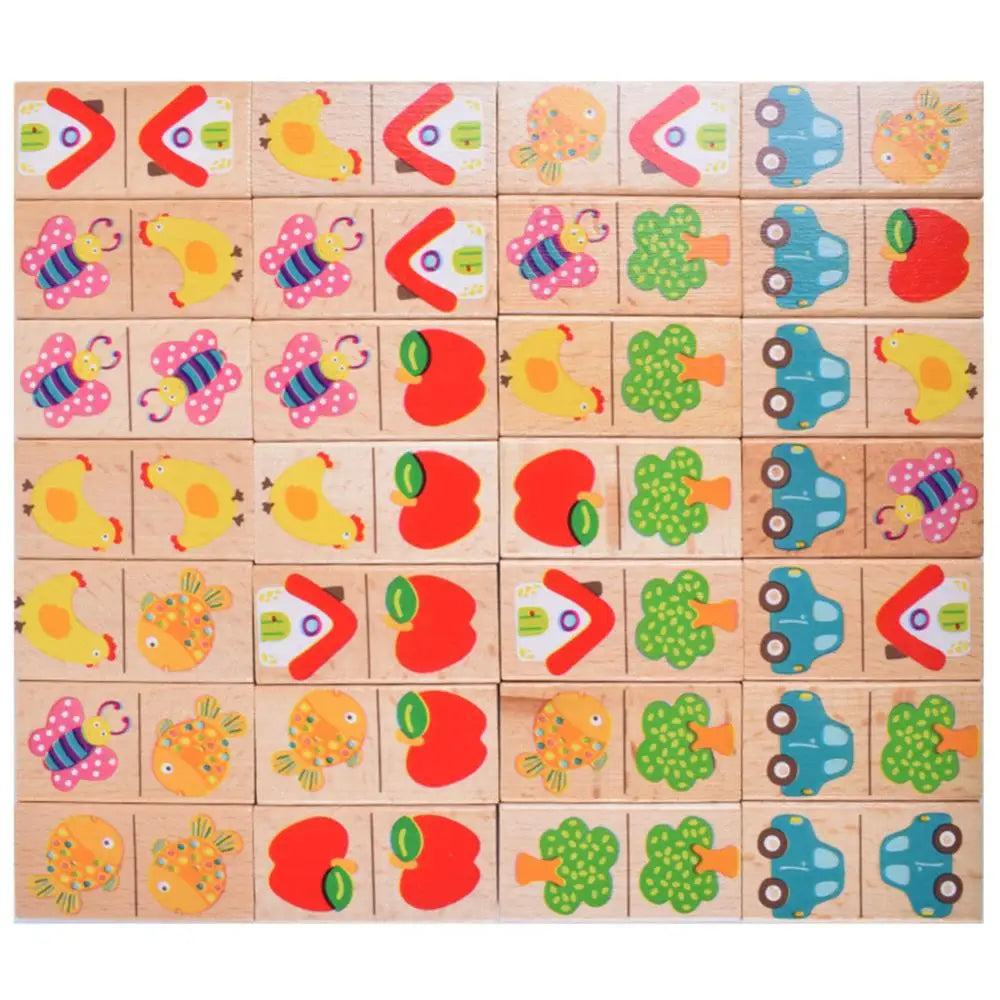 Garden Domino Puzzle Dragon Plate Beech Wood Building Blocks Children's Puzzle Early Education Toys for Boys and Girls - SkyeDragon Gifts