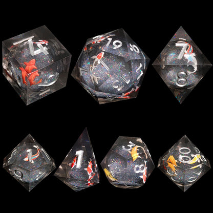 Resin Sand Flow Dice Liquid Core DND DungeonsDragons TRPG Board Game Dice Set Roleplaying Cthulhu - SkyeDragon Gifts