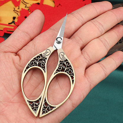 Retro Small Scissors Tailor Cutting Thread Head Tea Pointed Stainless Steel Office Dragon And Phoenix Handmade Special Gold Scissors - SkyeDragon Gifts