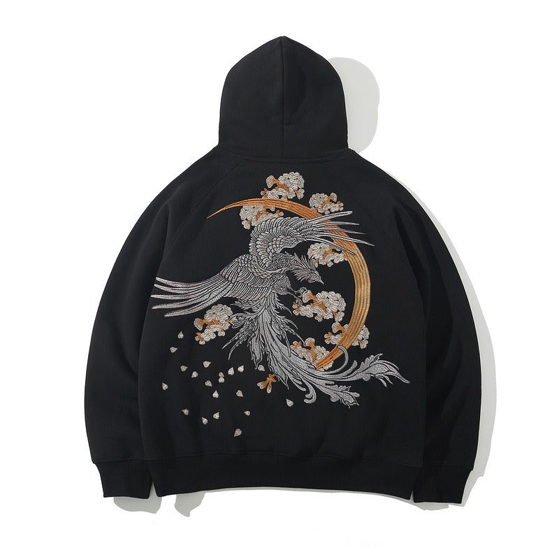 Heavy industry embroidered dragon pattern phoenix national trend pure cotton coat autumn and winter plus velvet thick style - SkyeDragon Gifts