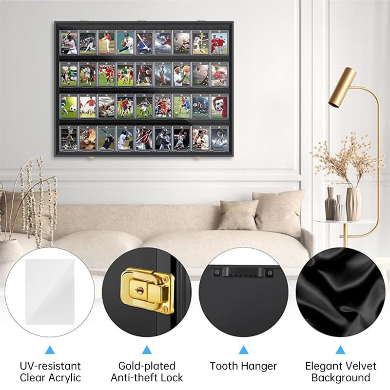 Large Sports Card Display Cases. Wooden, UV - protected acrylic fronts. For football, basketball, hockey cards. - SkyeDragon Gifts