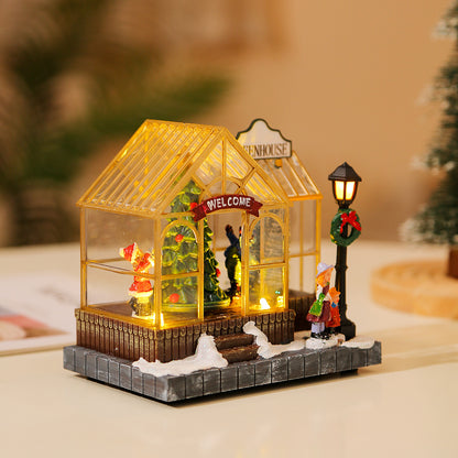 Christmas Musical Light Up Resin House Desktop Decoration Ornament