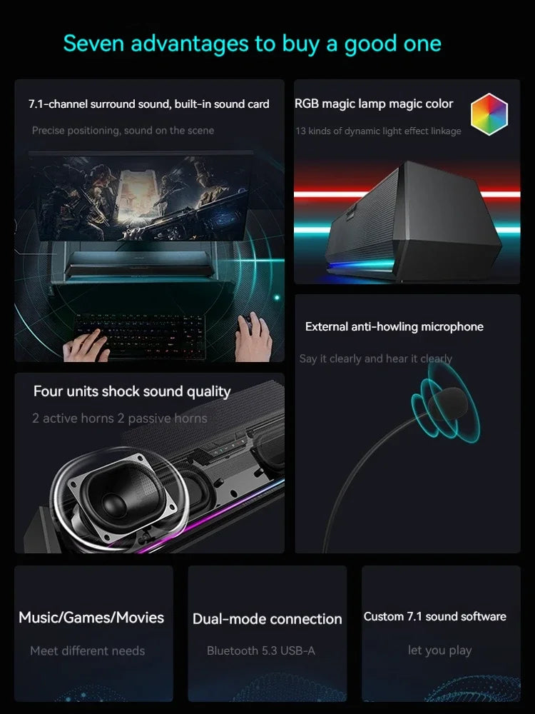Edifier G1500bar Gaming Loudspeaker Box Desktop Home Laptop Wired Bluetooth Music Movie Games Three Sound Modes Loudspeaker Box - SkyeDragon Gifts