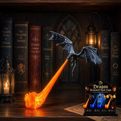 3D Flying Dragon LED Bookend Light Fantasy Bookshelf Decor Gift