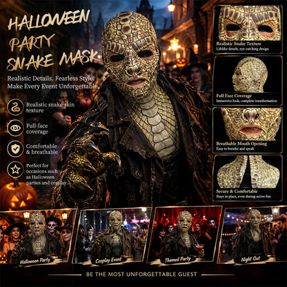 Realistic Basilisk Reptile Mask Full Face Latex Horror Costume for Adults