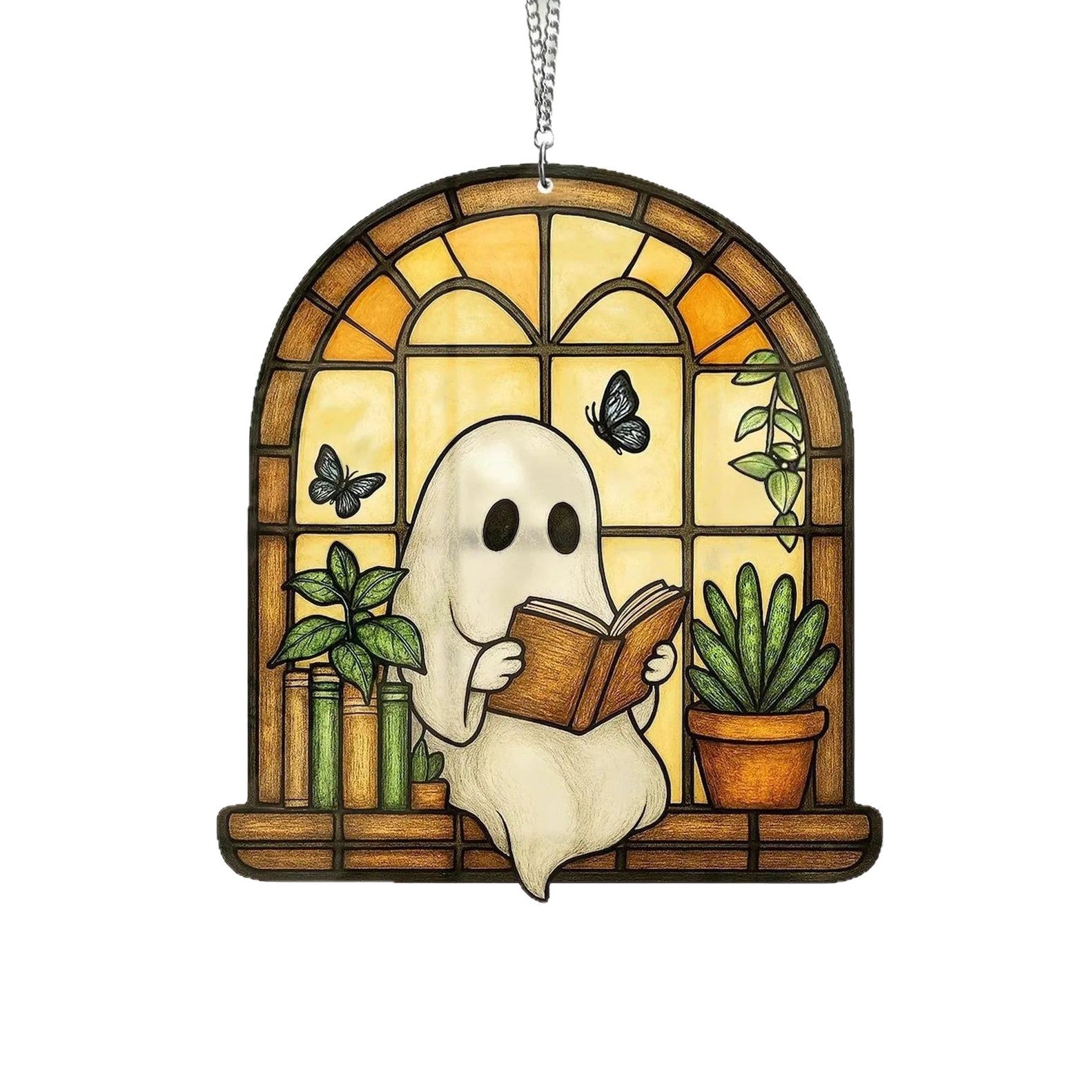 Halloween Decoration Ghost Reading Light Catcher Hanging Ornament Craft Pendant - SkyeDragon Gifts