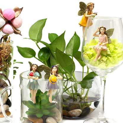 Resin Flower Fairy Elf Cup Hanging Set Flower Pot