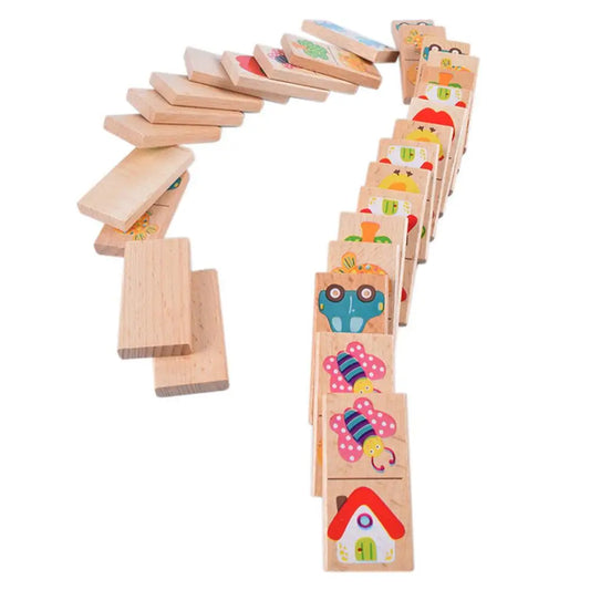 Garden Domino Puzzle Dragon Plate Beech Wood Building Blocks Children's Puzzle Early Education Toys for Boys and Girls - SkyeDragon Gifts