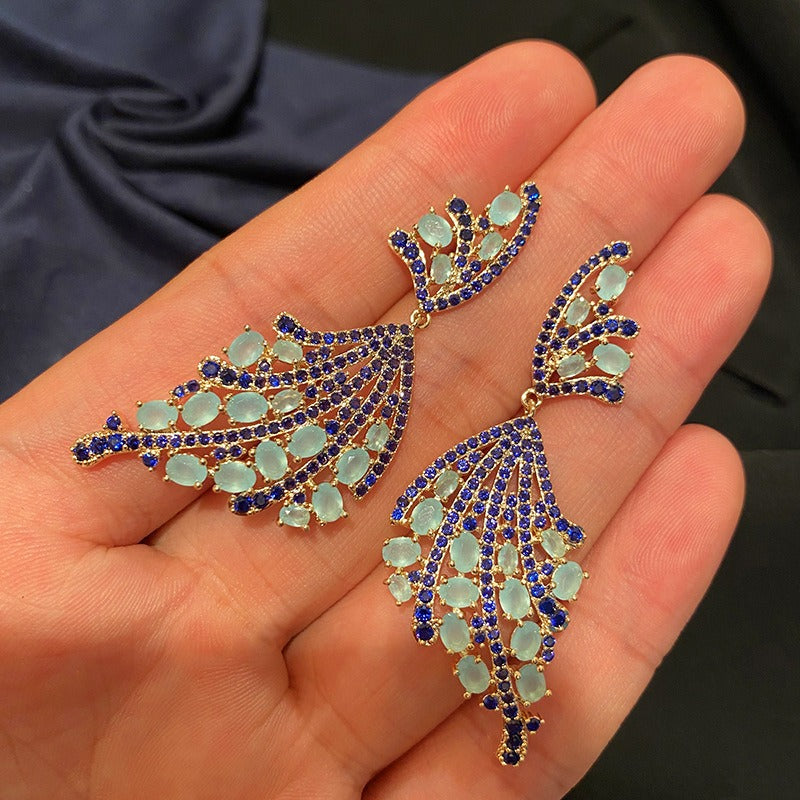 Temperament retro high-end blue butterfly super fairy earrings