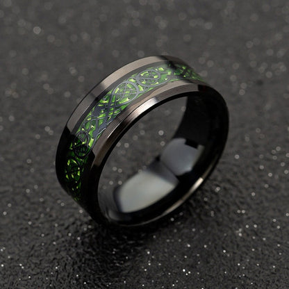 Men's 8mm Red Carbon Fiber Black Celtic Dragon Tungsten Carbide Ring Men Comfort Fit Wedding Rings - SkyeDragon Gifts
