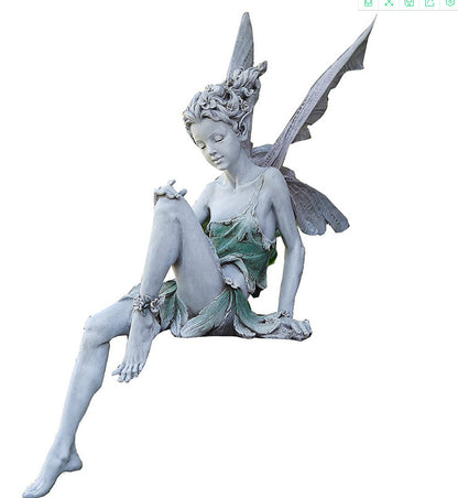 Fairy Statue Resin Crafts Flower Fairy Curved Sitting Garden Outdoor Garden Decoration Decorative Statue