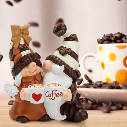 Christmas Coffee Double Dwarf Resin Figurine Desktop Home Decor Gift