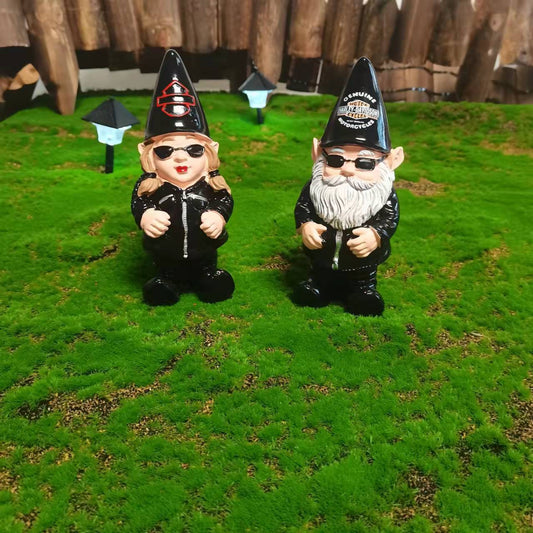 Outdoor Harley Davidson Motorcycle Men And Women Motorcyclists Dwarf Resin Ornaments Garden Decoration Crafts