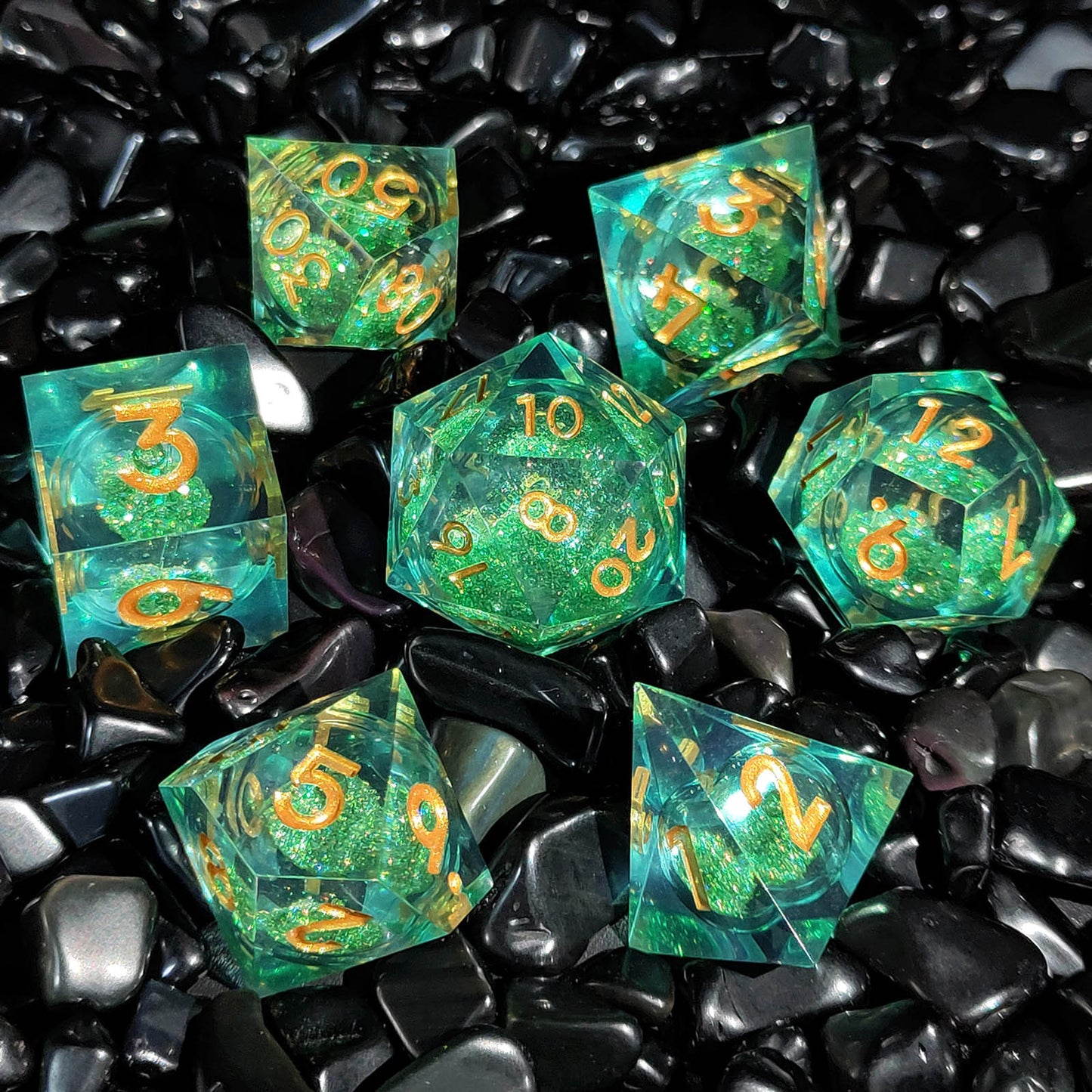 Resin Sand Flow Dice Liquid Core DND DungeonsDragons TRPG Board Game Dice Set Roleplaying Cthulhu - SkyeDragon Gifts