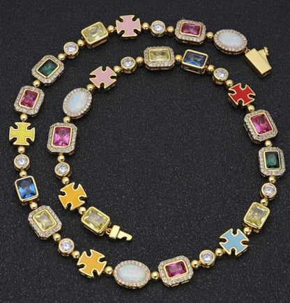 Gold-Plated Hip-Hop Gemstone Necklace - SkyeDragon Gifts