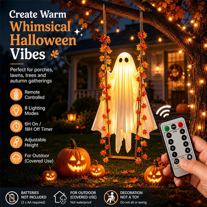 LED Halloween Hanging Ghost Decoration With Remote Control And 8 Lighting Modes