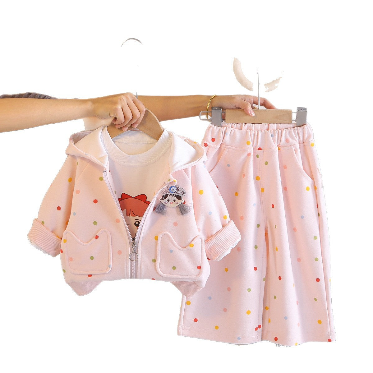 Hooded long sleeved three piece set for baby girls' clothing - SkyeDragon Gifts
