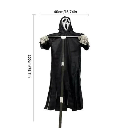 Scary Halloween Ghost Robe Costume with Crow Prop – Horror Phantom Cloak Dress for Men, Women & Cosplay