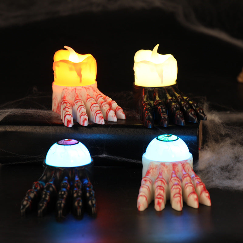 Halloween Ghost Hand Candle Light, Fake Skull Hand Decoration Prop, Glowing Party Ornament, Atmosphere Decor