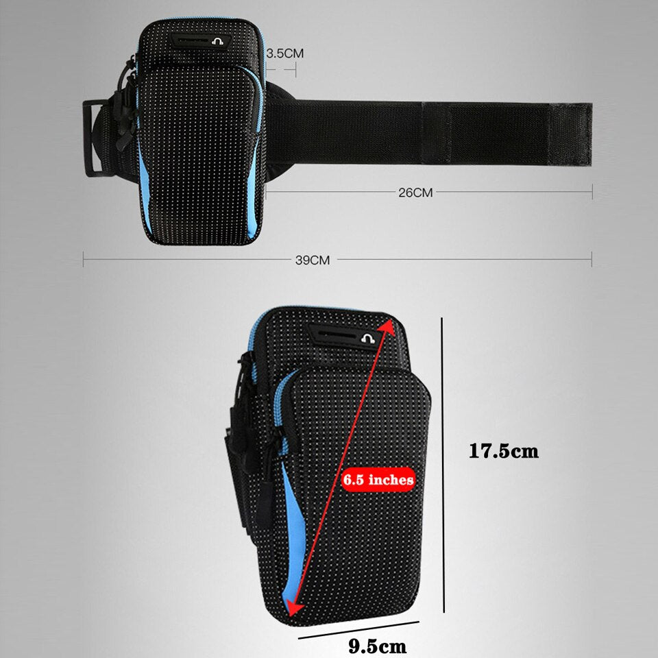 6.5 Inches Sports Bag Armband Case Gym Fitness Running Arm Band Bag Cover Jogging Workout Pouch for Mobile Phone Key Money Card - SkyeDragon Gifts