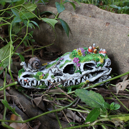 Creative resin courtyard garden dragon head bone statue with dragon bone fossil ornaments - SkyeDragon Gifts