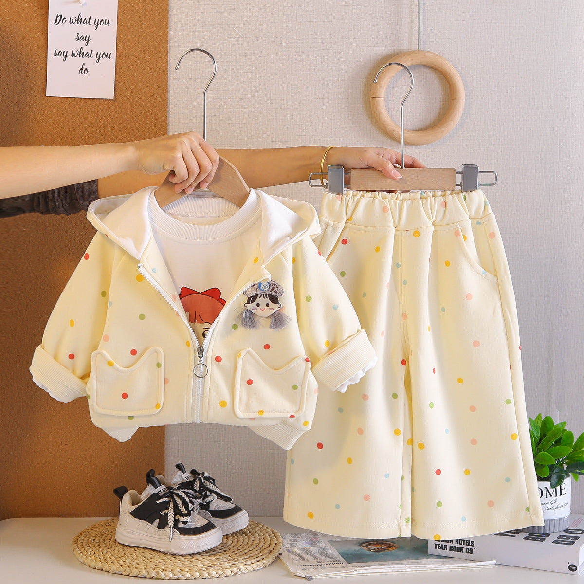Hooded long sleeved three piece set for baby girls' clothing - SkyeDragon Gifts