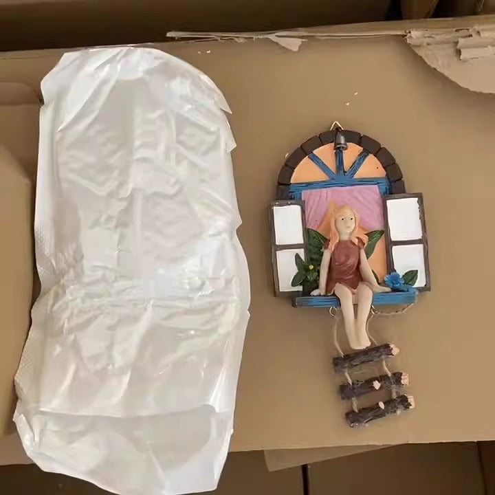 Outdoor Garden Sitting Window Fairy Resin Craft Decoration
