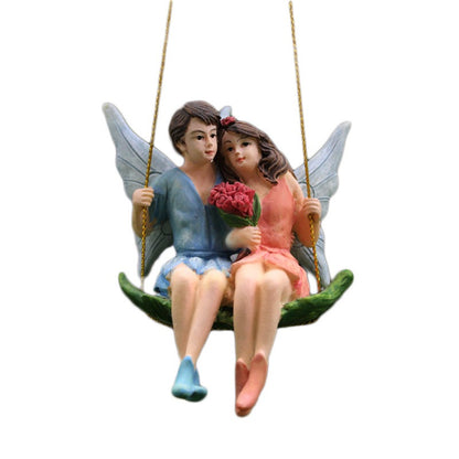 Micro landscape couple flower fairy garden resin pendant
