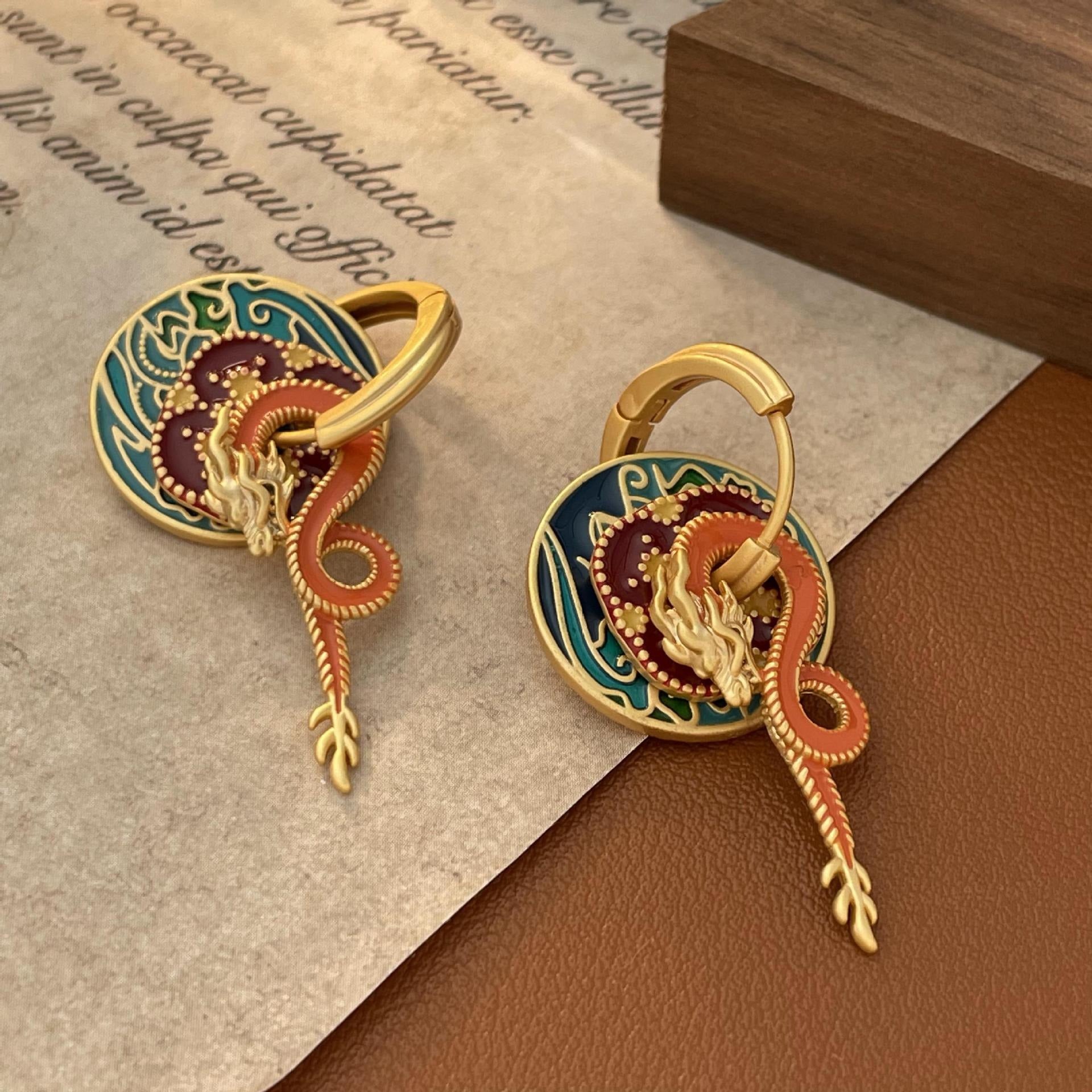 National style palace style dragon shaped earrings for women - SkyeDragon Gifts